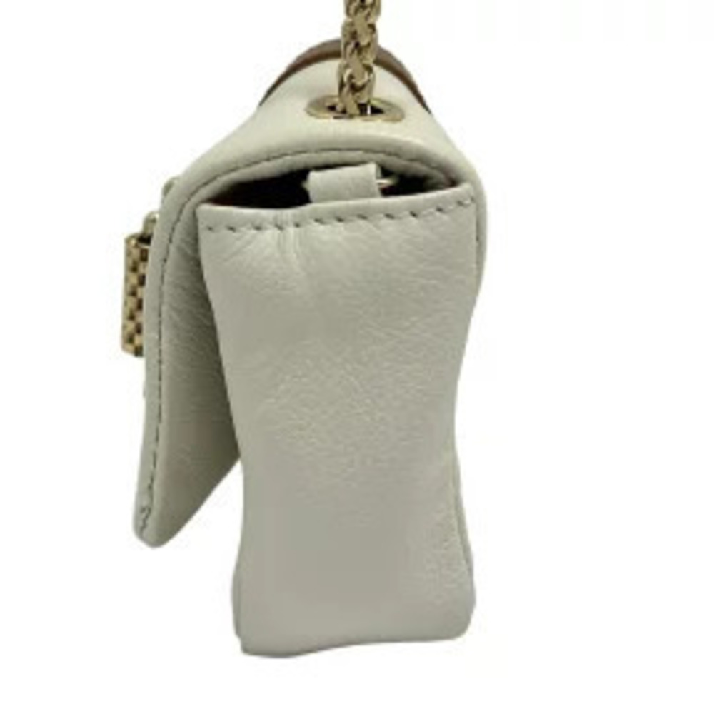 CHRISTIAN LOUBOUTIN Sweet Charity Shoulder Bag Chain Ivory White Dark Brown